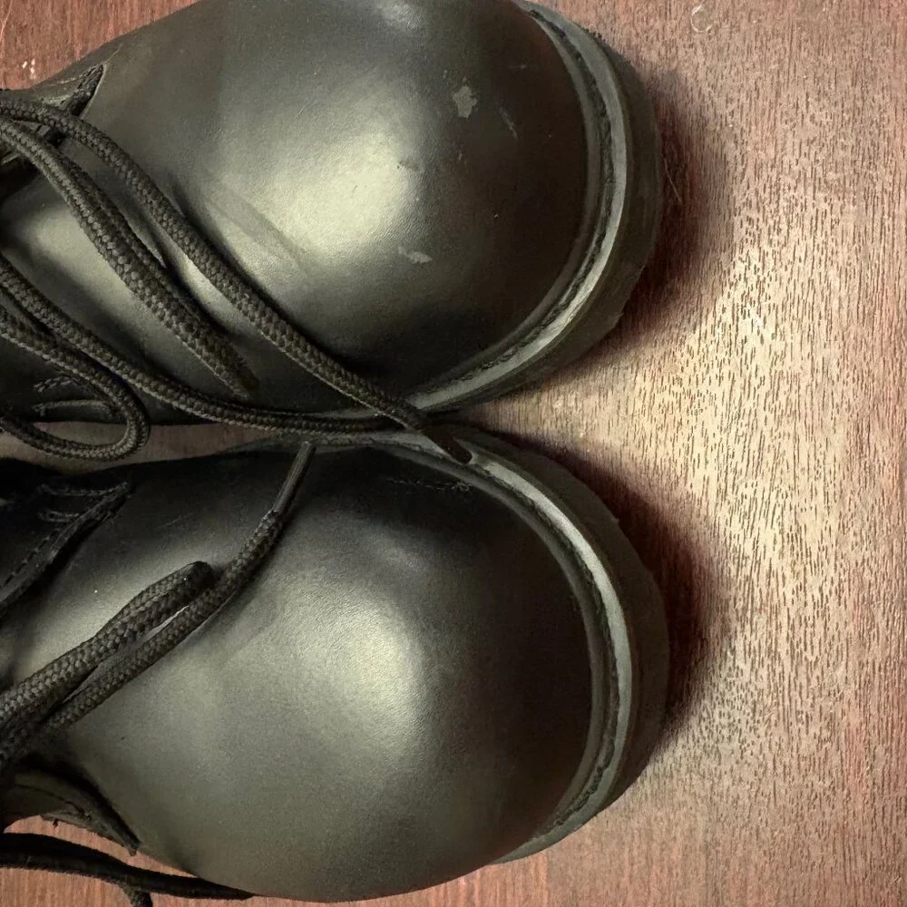 Men's Brahma Black Leather Gus Steel Toe Work Boots Lace Up Size 13 W WIDE - Picture 3 of 10